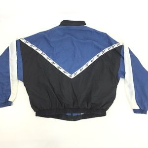 REEBOK Zip Blue White Raglan Nylon Windbreaker VTG